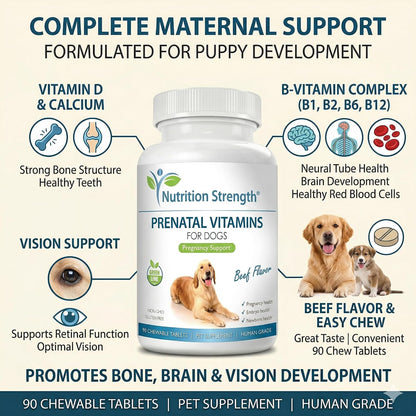 Nutrition Strength Vitaminas Prenatales para Perros - 90 Comprimidos Masticables – Image 4