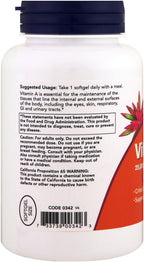 NOW Foods Vitamina A 25.000 UI 250 Cápsulas Blandas (Paquete de 3)