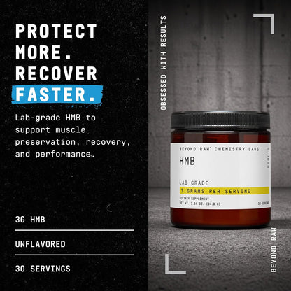 BEYOND RAW Chemistry Labs HMB Powder - Polvo de HMB para Rendimiento y Recuperación, 30 Servicios – Image 2