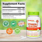 NutriBiotic – Vitamina C + Vitamina D3 y Zinc, 100 Cápsulas | Apoyo Inmunitario Potente