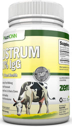 NutriONN Calostro - 1000mg - 120 Cápsulas - 30% IgG - Lácteo no OGM de EE.UU. - Primer Ordeño - Procesado a Baja Temperatura - Salud GI - Apoyo Inmune - Salud Ósea y Muscular