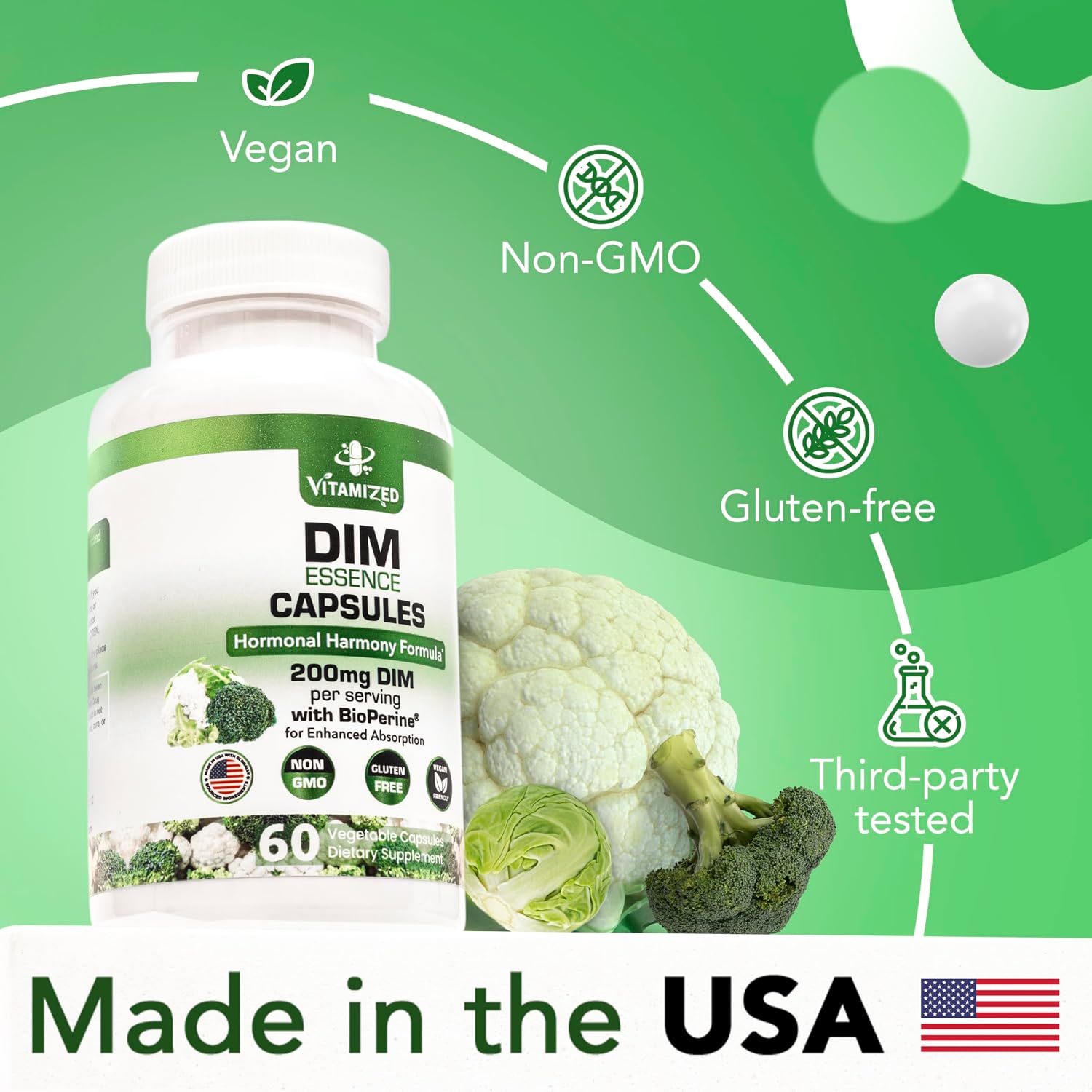 DIM 200mg con Bioperina – Apoyo hormonal y salud de la piel (2 meses)