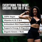 VEDGE Nutrition Organic Greens – Superalimentos Verdes Veganos en Polvo – 30 Raciones – Sabor Bayas Mixtas