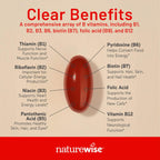 NatureWise Complejo de Vitamina B para Hombres y Mujeres - con Ácido Fólico, Biotina, B1, B2, B3, B6, B12 - Apoyo a la Energía Celular y Claridad Mental - Sin Gluten y Sin Lácteos - 360 Cápsulas Blandas
