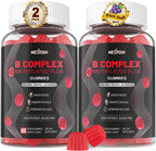 Nextdia Brain & Mood Support Gummies, Complejo B Super para Hombres y Mujeres, Todas las Vitaminas B1 B2 B3 B5 B6 B7 Folato MetilB12 con PABA, Inositol, Colina, Apoya el Gen MTHFR y la Energía, Vegano, 120 unidades
