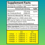 wellwe Vitamina D3 K2 Gotas Líquidas - 5000 UI de D3 por dosis, Sin Sabor, Sin Olor, No GMO, 30 ml