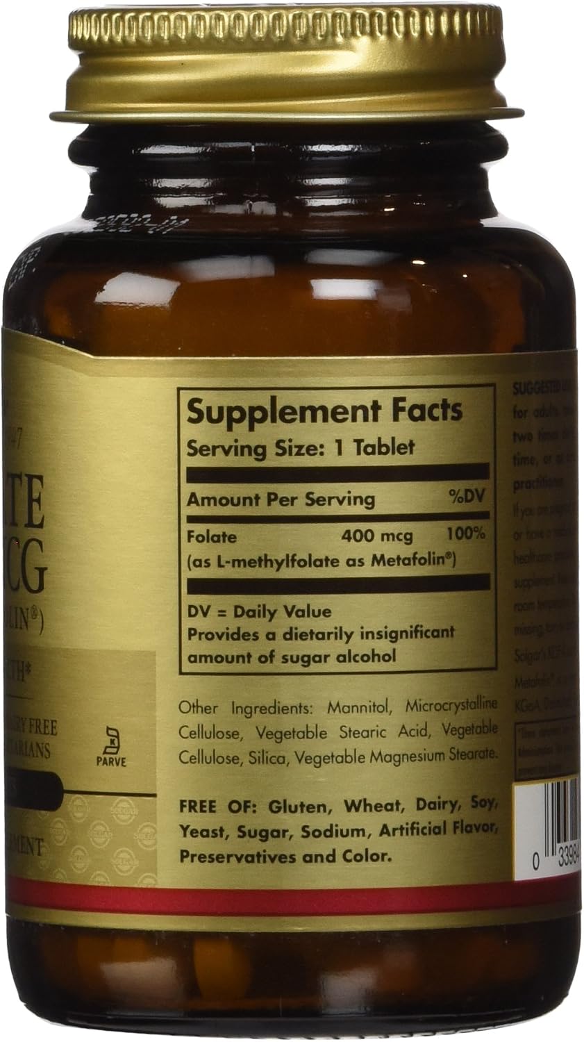 Solgar Folate 666 mcg DFE (Metafolin® 400 mcg) – 100 Comprimidos