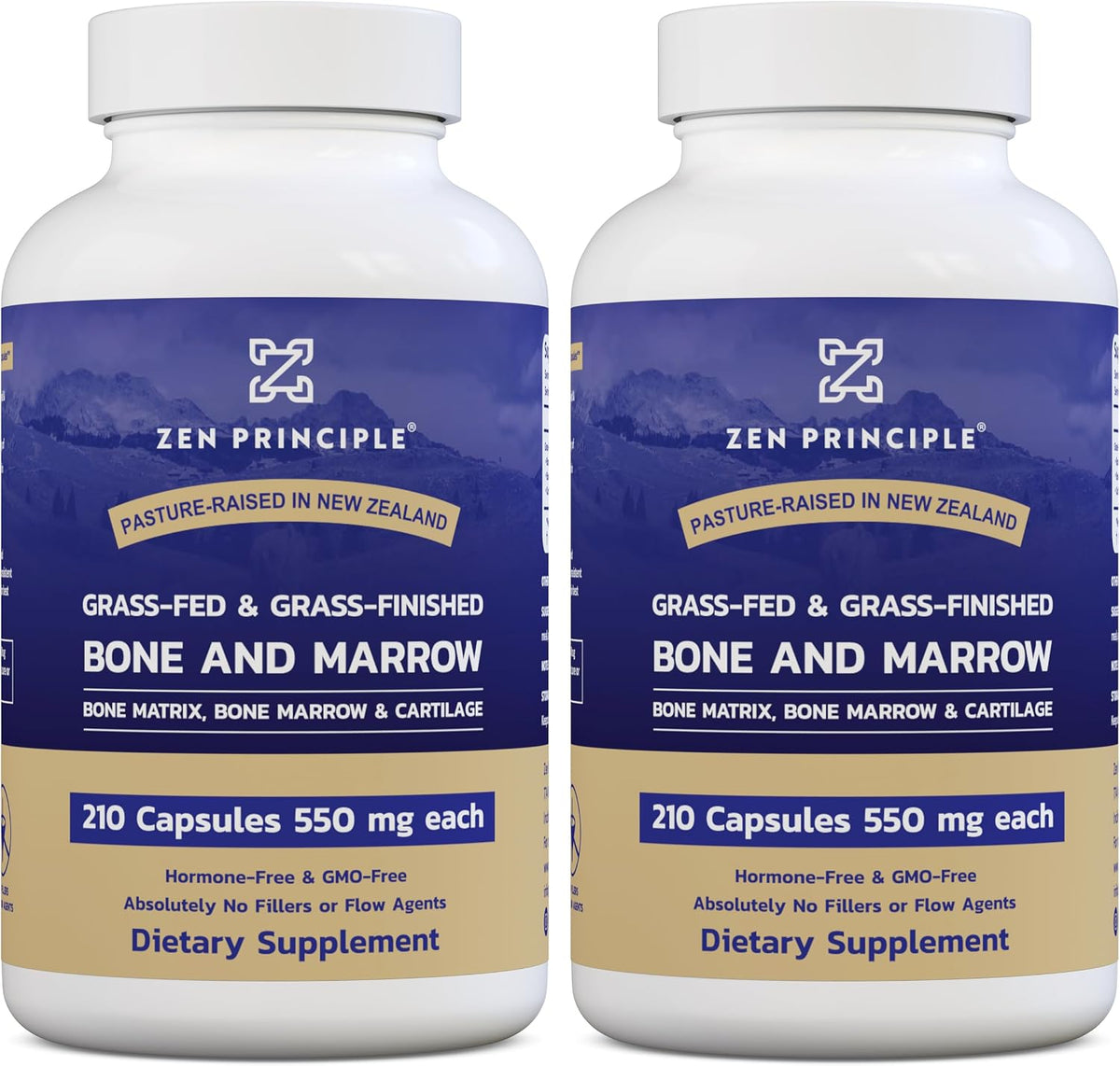 Zen Principle Suplemento de Médula Ósea de Res Grass Fed, 3300mg, 420 Cápsulas (2 Envases) – Image 1