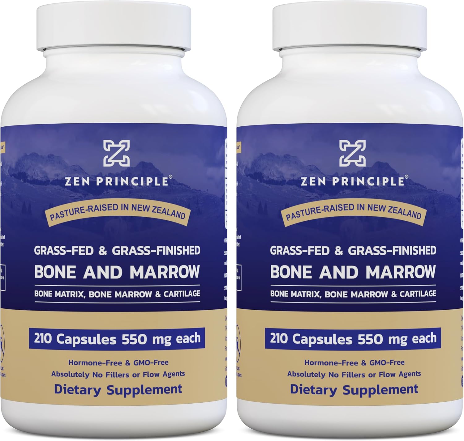 Zen Principle Suplemento de Médula Ósea de Res Grass Fed, 3300mg, 420 Cápsulas (2 Envases)