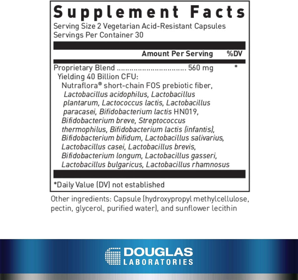 Douglas Laboratories Multi-Probiotic 40 Billion - 60 cápsulas vegetarianas resistentes a los ácidos