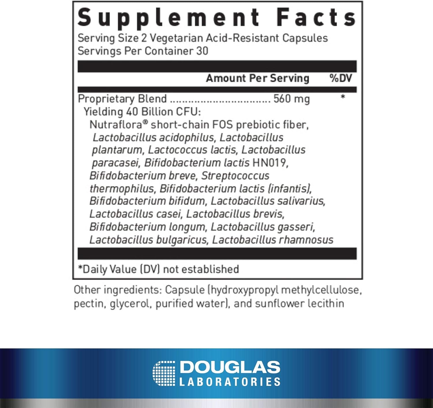 Douglas Laboratories Multi-Probiotic 40 Billion - 60 cápsulas vegetarianas resistentes a los ácidos
