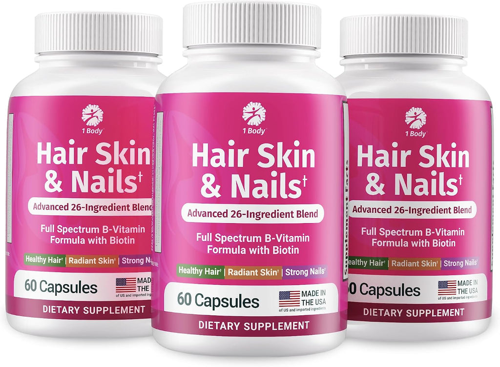 1 Body Hair Skin & Nails con Biotina - Pack de 3