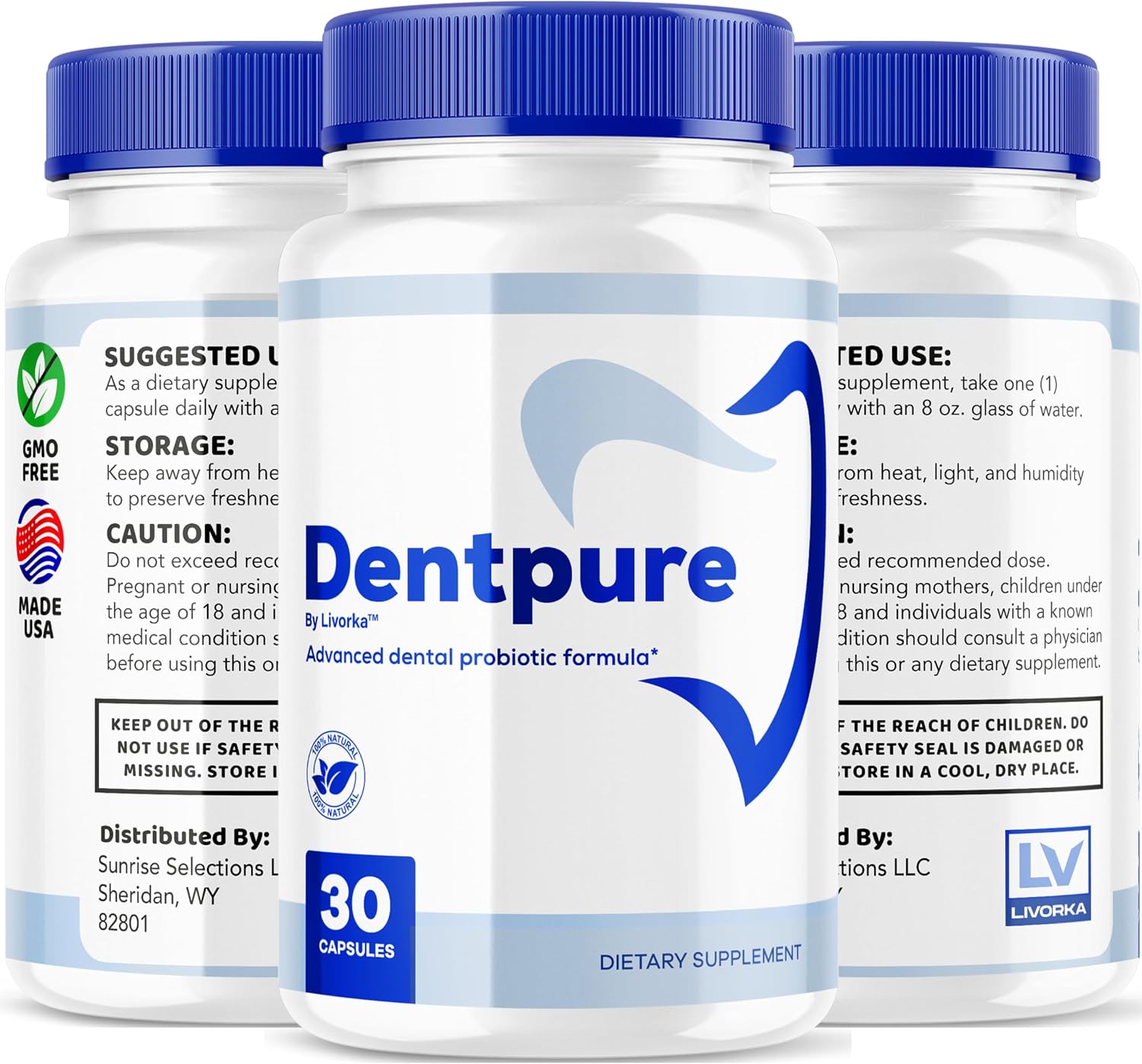 (3 Pack) Dentpure Probiotics - Cápsulas Dentpure Oficiales - Fórmula Natural Avanzada para Salud Dental - 90 Cápsulas (3 Meses)