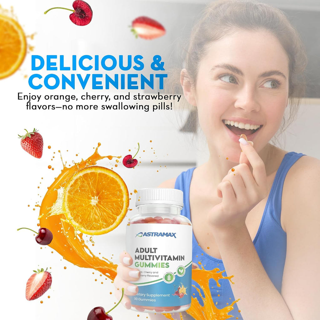 Astramax Multivitamínico en Gominolas para Adultos, 90 unidades - Sabores Naranja, Cereza y Fresa