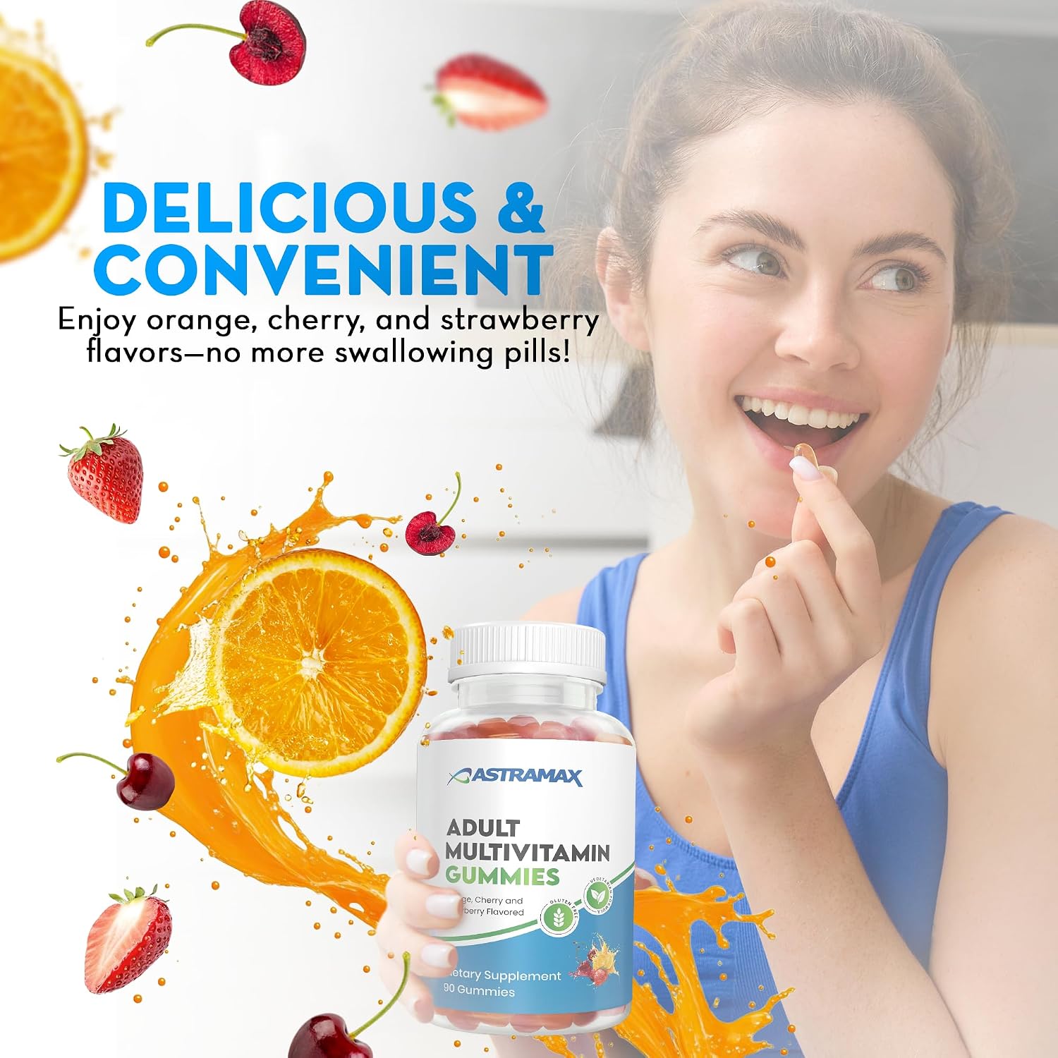 Astramax Multivitamínico en Gominolas para Adultos, 90 unidades - Sabores Naranja, Cereza y Fresa