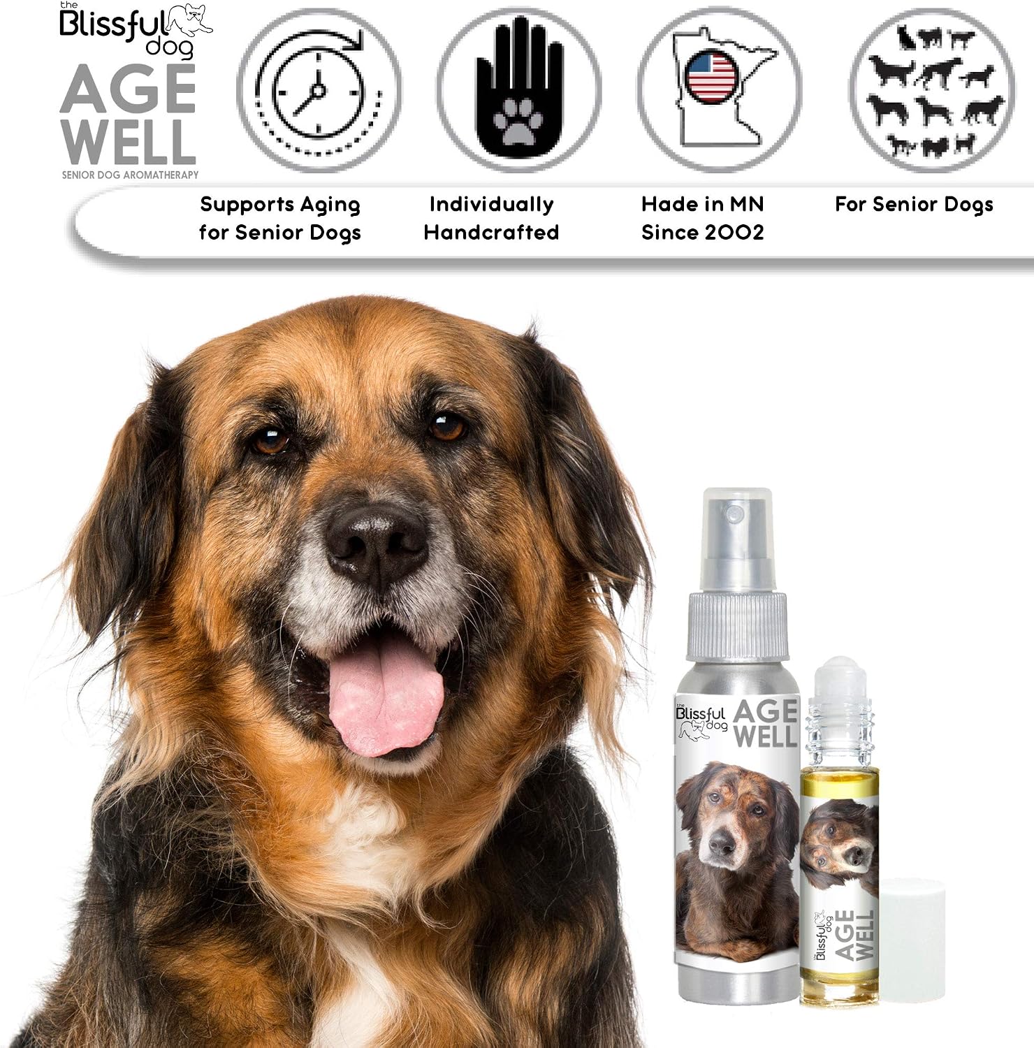 The Blissful Dog Spray de Aromaterapia Age Well para Perros de Raza Mixta (78 ml)