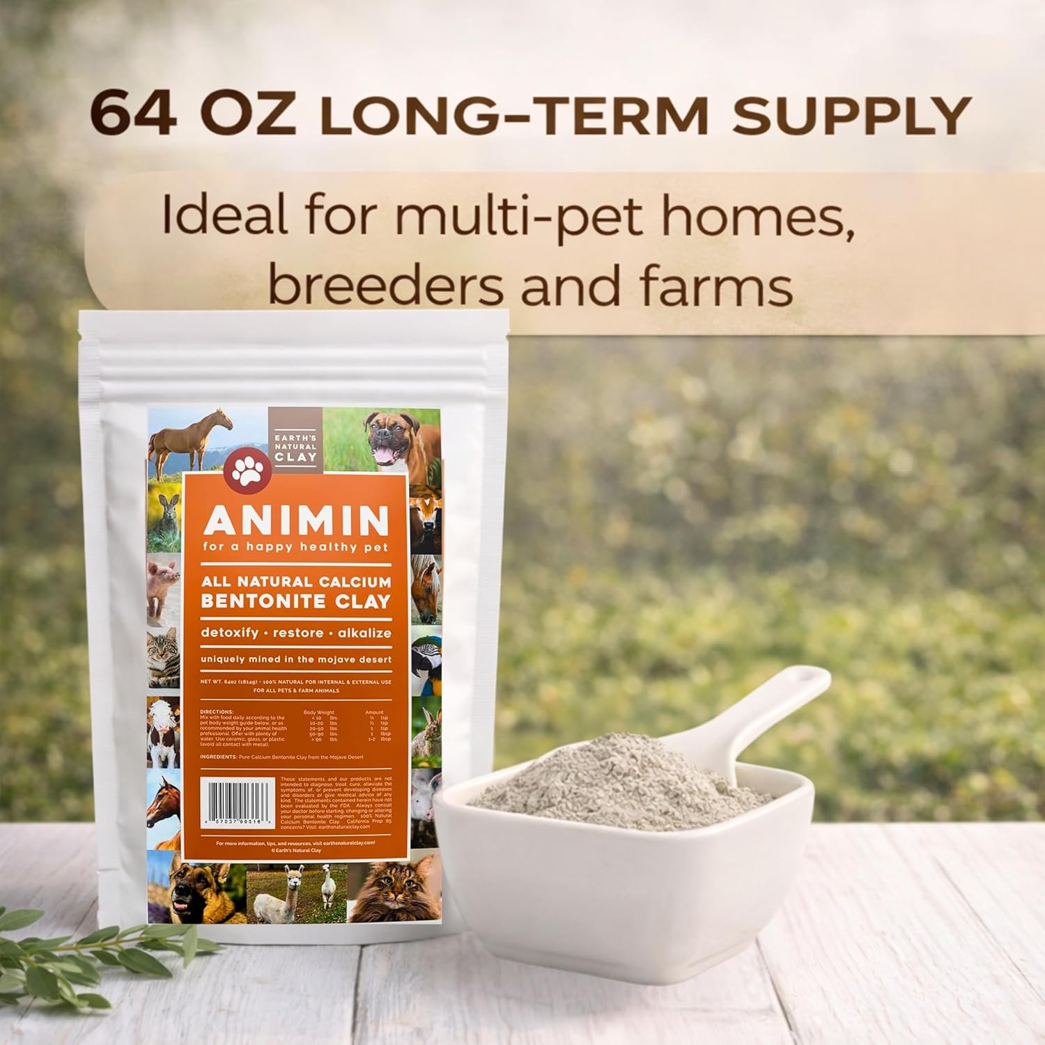 Calcium Bentonite Clay for Pets – 100% Natural Mineral Powder