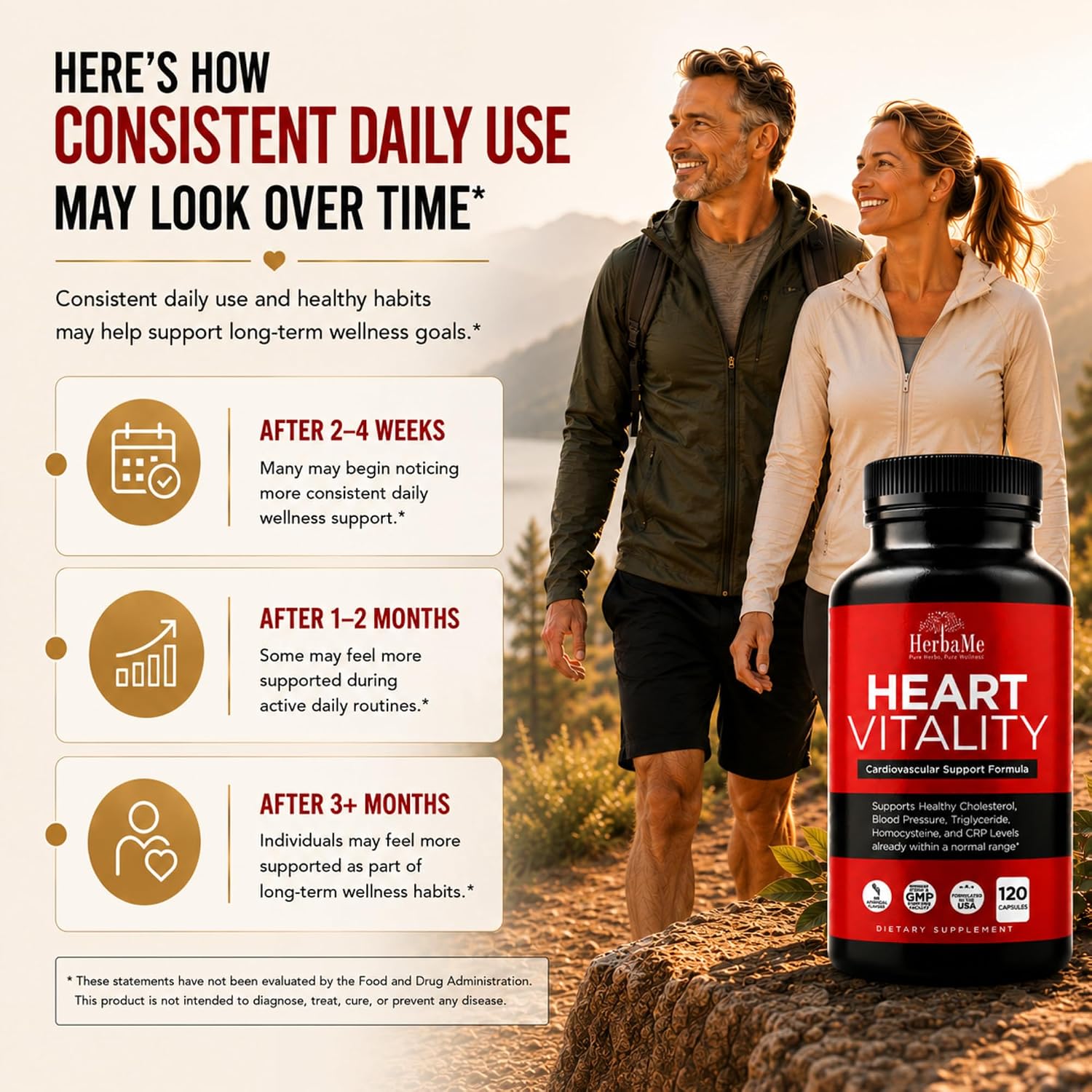 HerbaMe Heart Support – Suplemento para el Corazón con L-Arginina, Citrulina y CoQ10, 120 Cápsulas