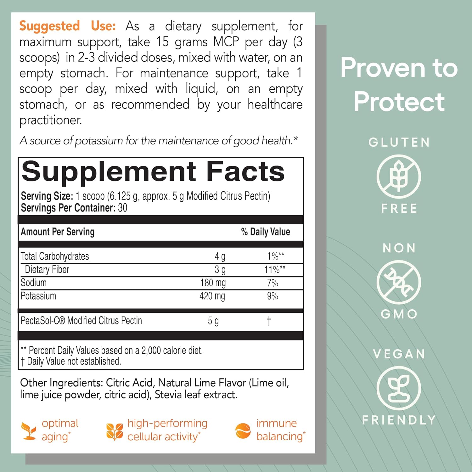 PectaSol Modified Citrus Pectin – Polvo de Lima (184g)