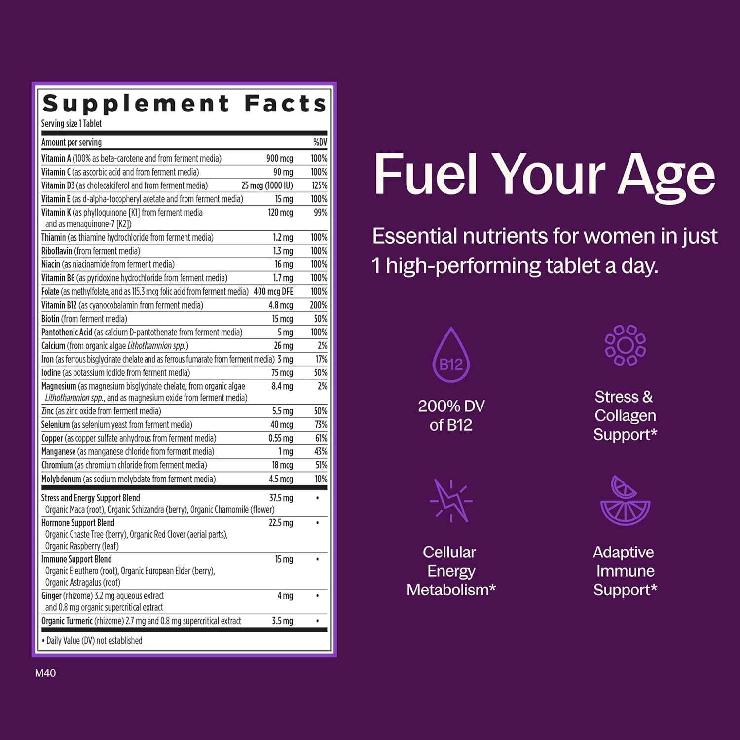 New Chapter Every Woman's One Daily Multivitamínico - Apoyo para los huesos, energía e inmunidad* - Nutrientes fermentados integrales - Sin azúcar añadido - Vegetariano y sin gluten - 48 comprimidos