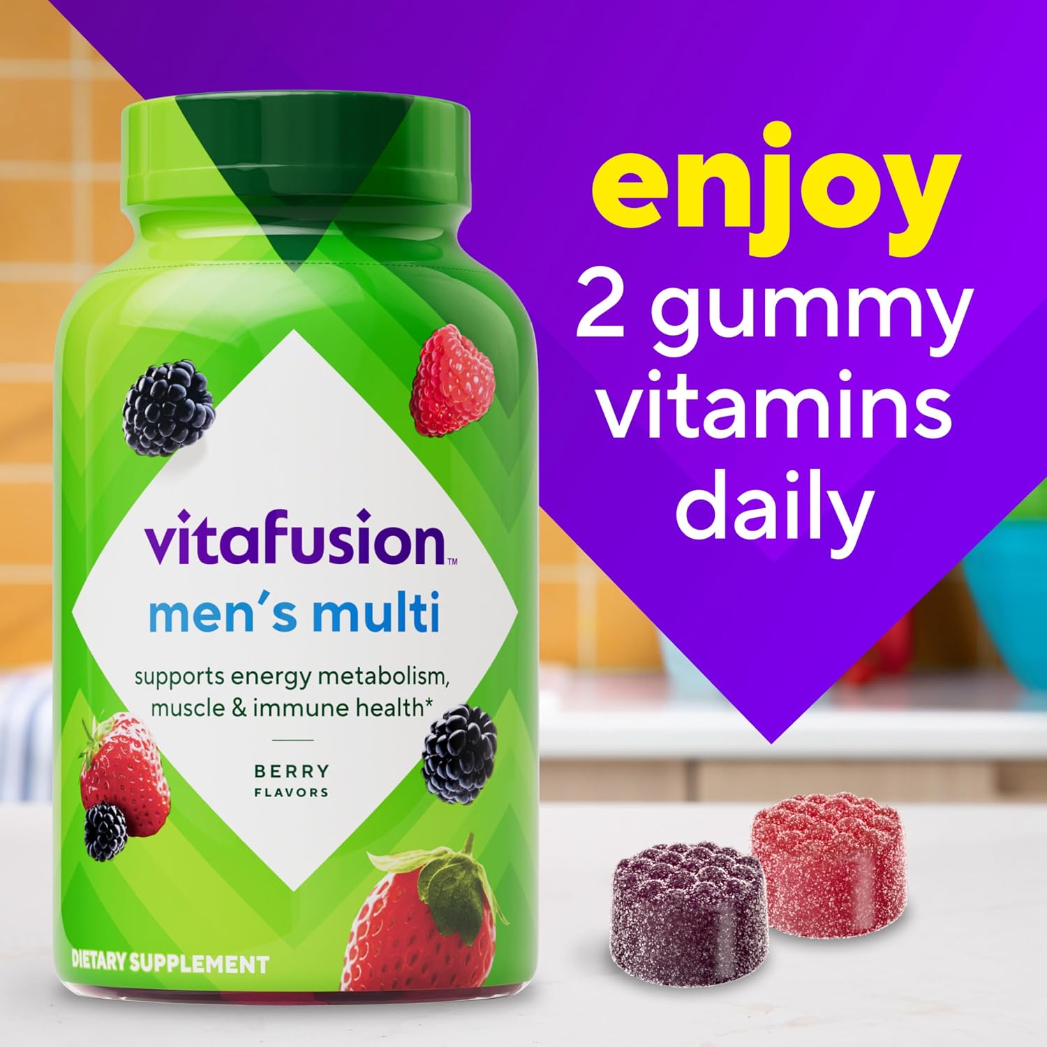Vitafusion Multivitamínico en Gominolas para Hombres, Sabor Berry, 120 unidades (60 días)