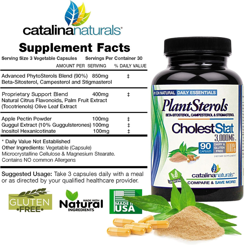 Catalina Naturals Complejo de Esteroles Vegetales Triple Potencia - Cholest-Stat - 3000mg - 90 Comprimidos