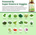 Organic Veda Mirakle Superfoods - Superalimentos Verdes con Probióticos, 40+ Nutrientes Orgánicos, Vitamina C y Resveratrol - 120 Cápsulas
