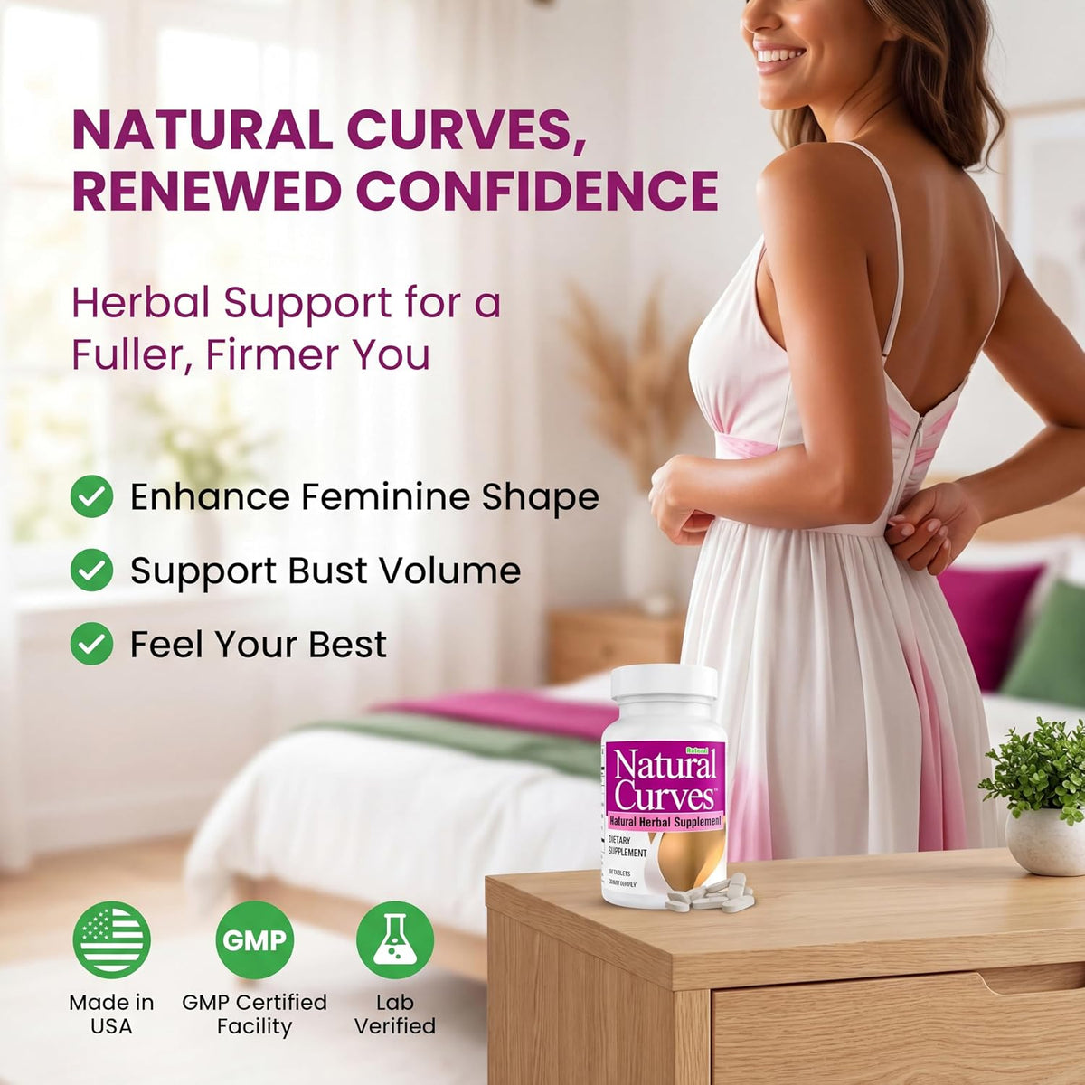 Natural Curves Suplemento Herbal para Bienestar Femenino con Fenogreco y Saw Palmetto - 60 Comprimidos Veganos – Image 2