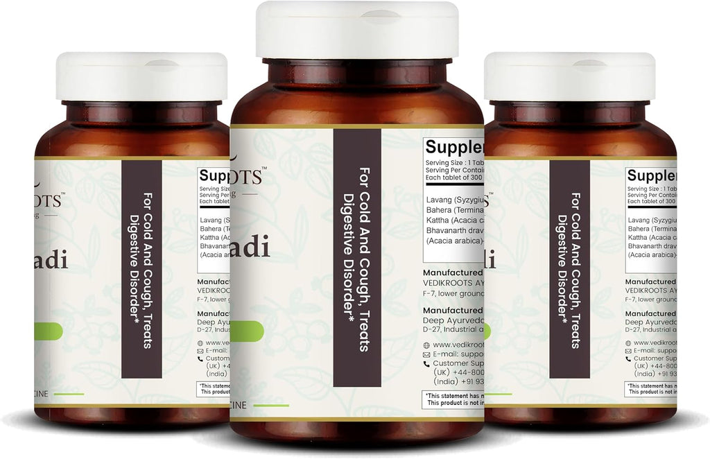 Lavangadi Vati - Apoyo Natural para el Confort Nasal, Suplemento Respiratorio Ayurvédico, Ayuda para la Salud Digestiva, 360 Comprimidos (Paquete de 3)
