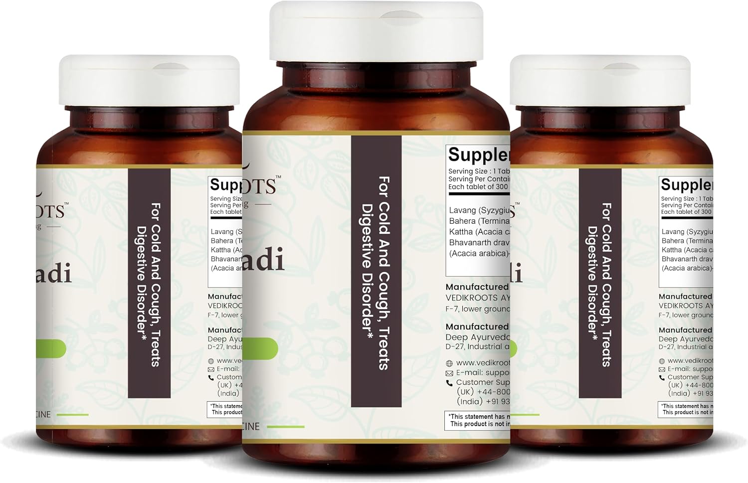 Lavangadi Vati - Apoyo Natural para el Confort Nasal, Suplemento Respiratorio Ayurvédico, Ayuda para la Salud Digestiva, 360 Comprimidos (Paquete de 3)