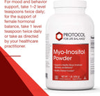 Protocol For Life Balance - Mio-inositol en polvo - Apoya un estado de ánimo saludable, bienestar emocional, comportamiento y función ovárica, aumento de energía y apoyo para el sueño - 1 lb (454 g)