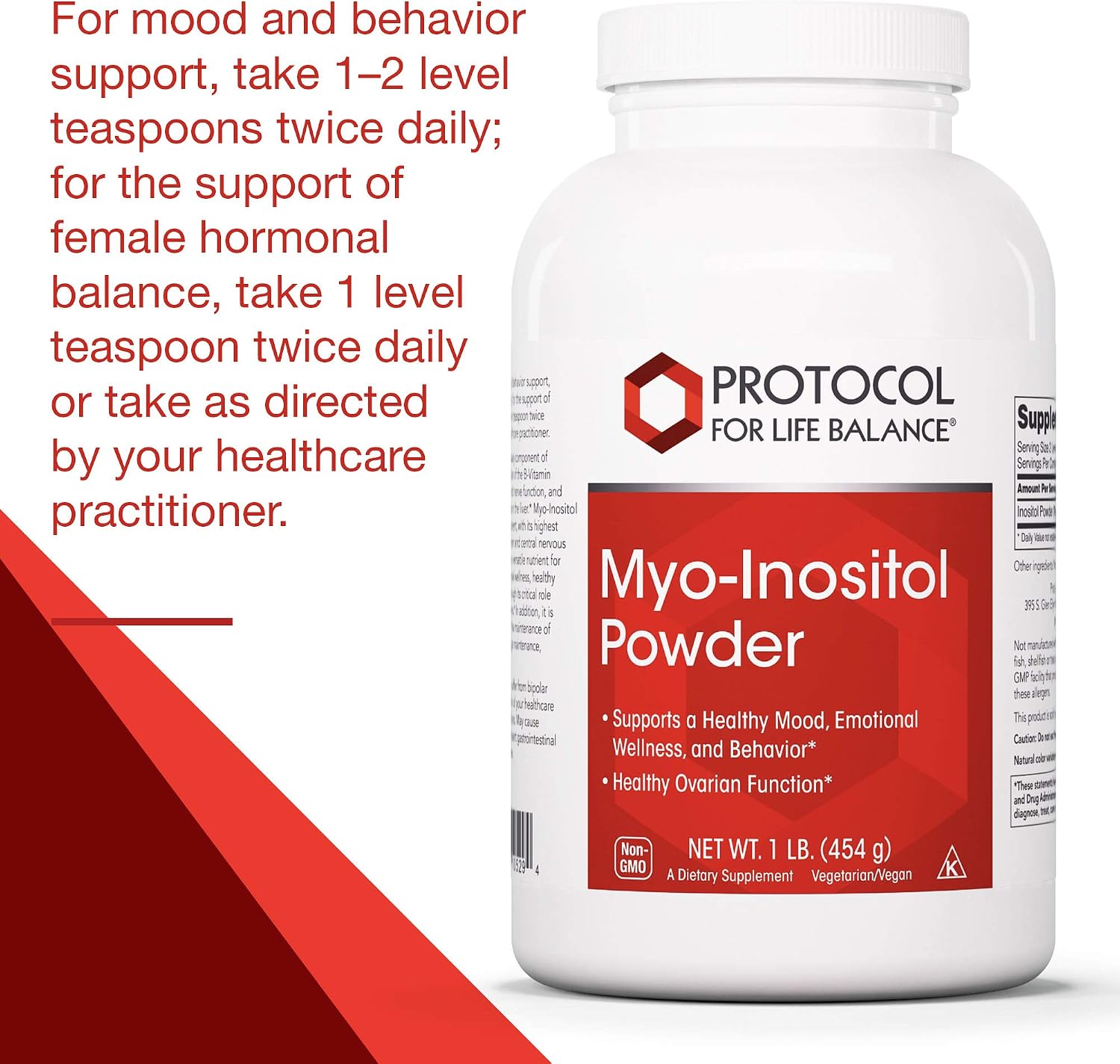 Protocol For Life Balance - Mio-inositol en polvo - Apoya un estado de ánimo saludable, bienestar emocional, comportamiento y función ovárica, aumento de energía y apoyo para el sueño - 1 lb (454 g)