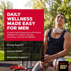 GNC Mega Men Multivitamínico en Gomitas para Hombres - Energía, Metabolismo e Inmunidad, Sabor Frutos Rojos, 120 Gomitas