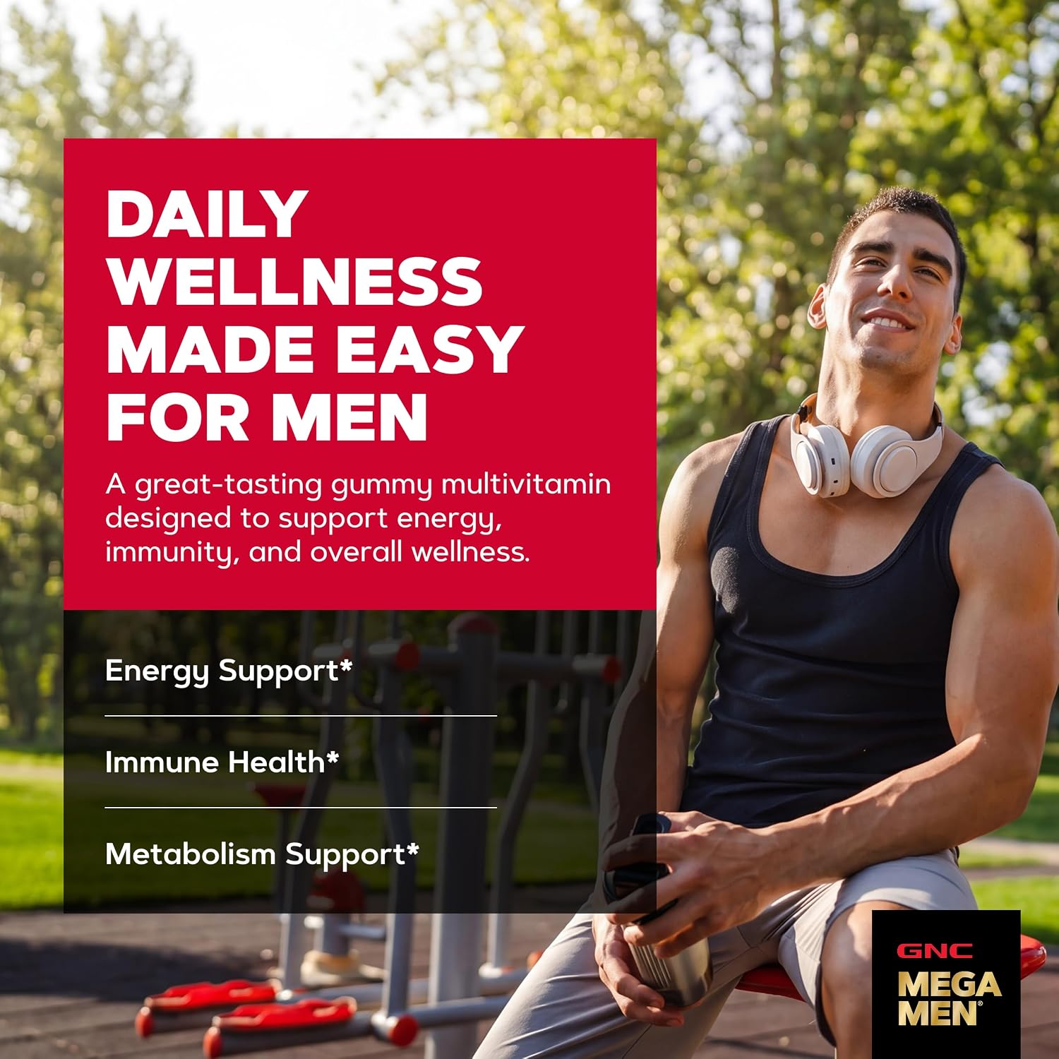 GNC Mega Men Multivitamínico en Gomitas para Hombres - Energía, Metabolismo e Inmunidad, Sabor Frutos Rojos, 120 Gomitas