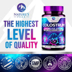Nature's Peak Calostro Bovino 1000mg con 20% Inmunoglobulinas (IgG) - 120 Cápsulas
