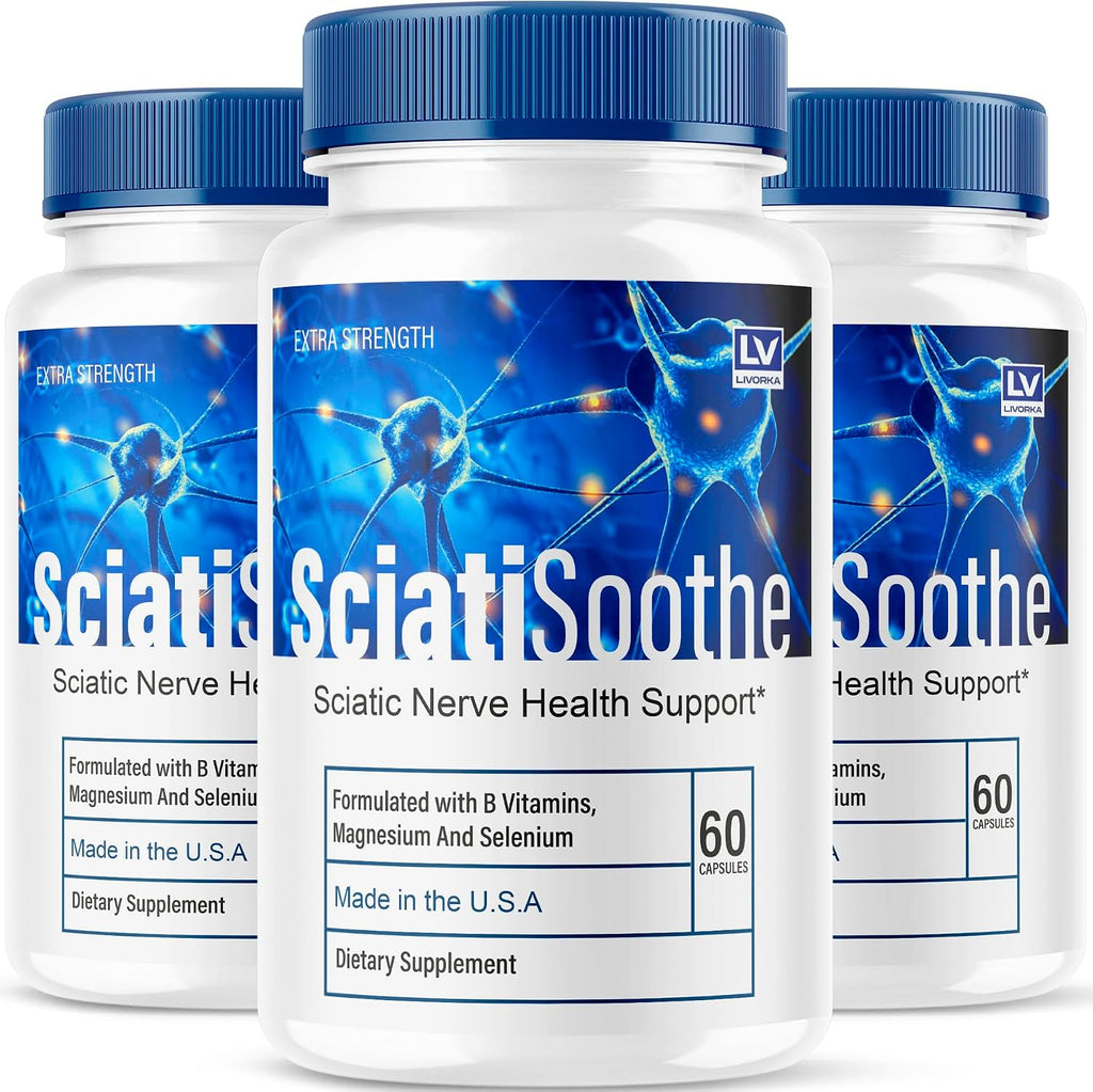 Sciatisoothe Cápsulas - Suplemento Natural para el Apoyo contra la Ciática (3 Paquetes, 180 Cápsulas)