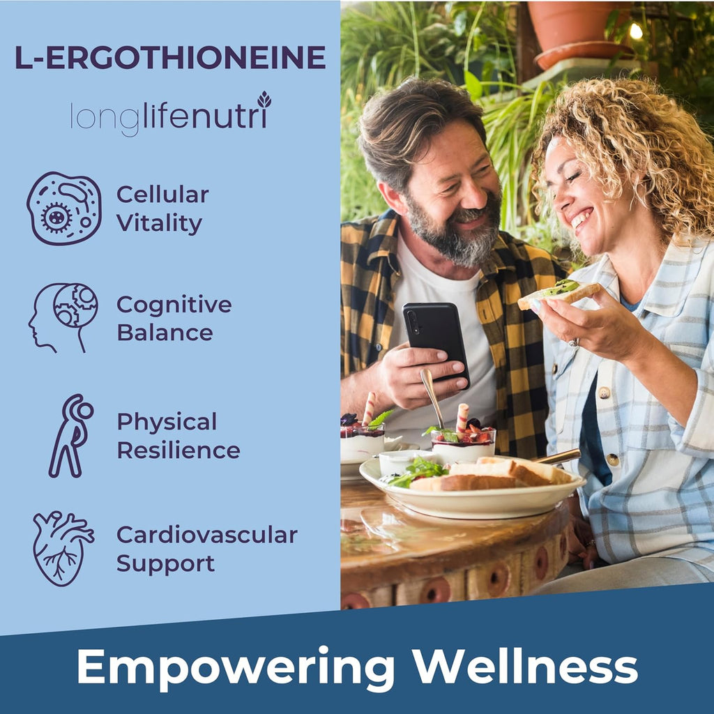 L-Ergothioneine 25mg - 120 Cápsulas Vegetarianas, Suministro para 4 Meses, Suplemento Antioxidante