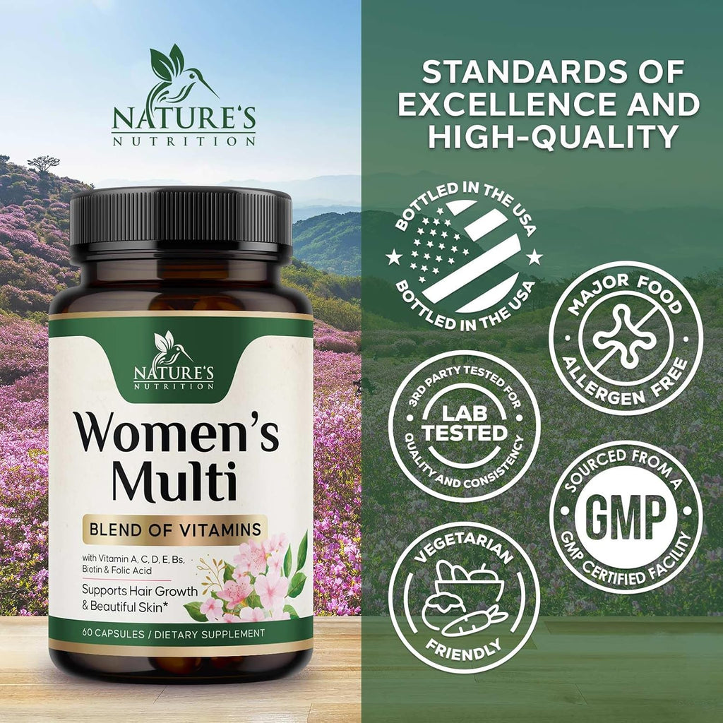 Nature's Nutrition Multivitamínico para Mujer – Complejo de Vitaminas y Minerales, 60 Cápsulas