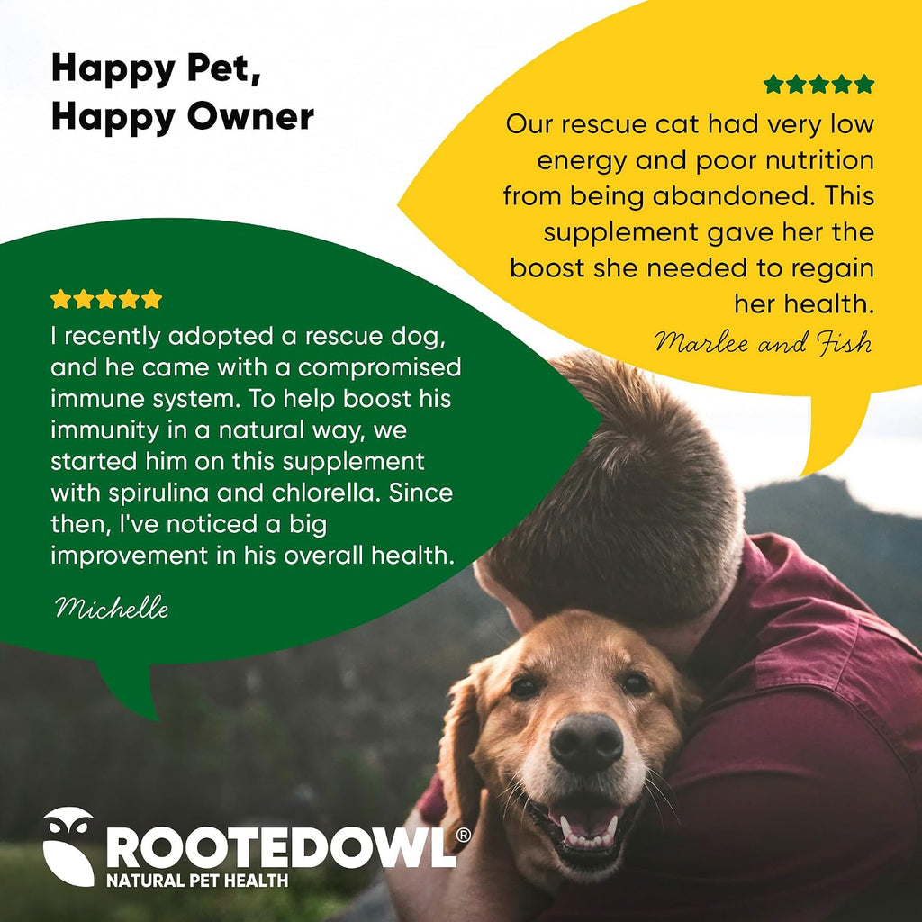 Rooted Owl® Blood Support para Perros y Gatos con Espirulina y Chlorella