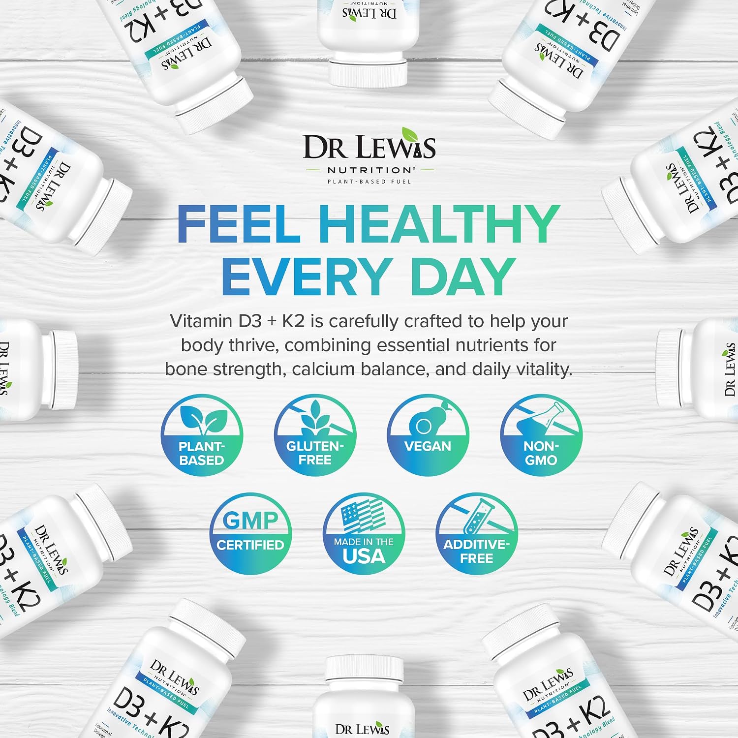 Dr Lewis Nutrition Liposomal Vitamina D3 y K2, 30 comprimidos veganos