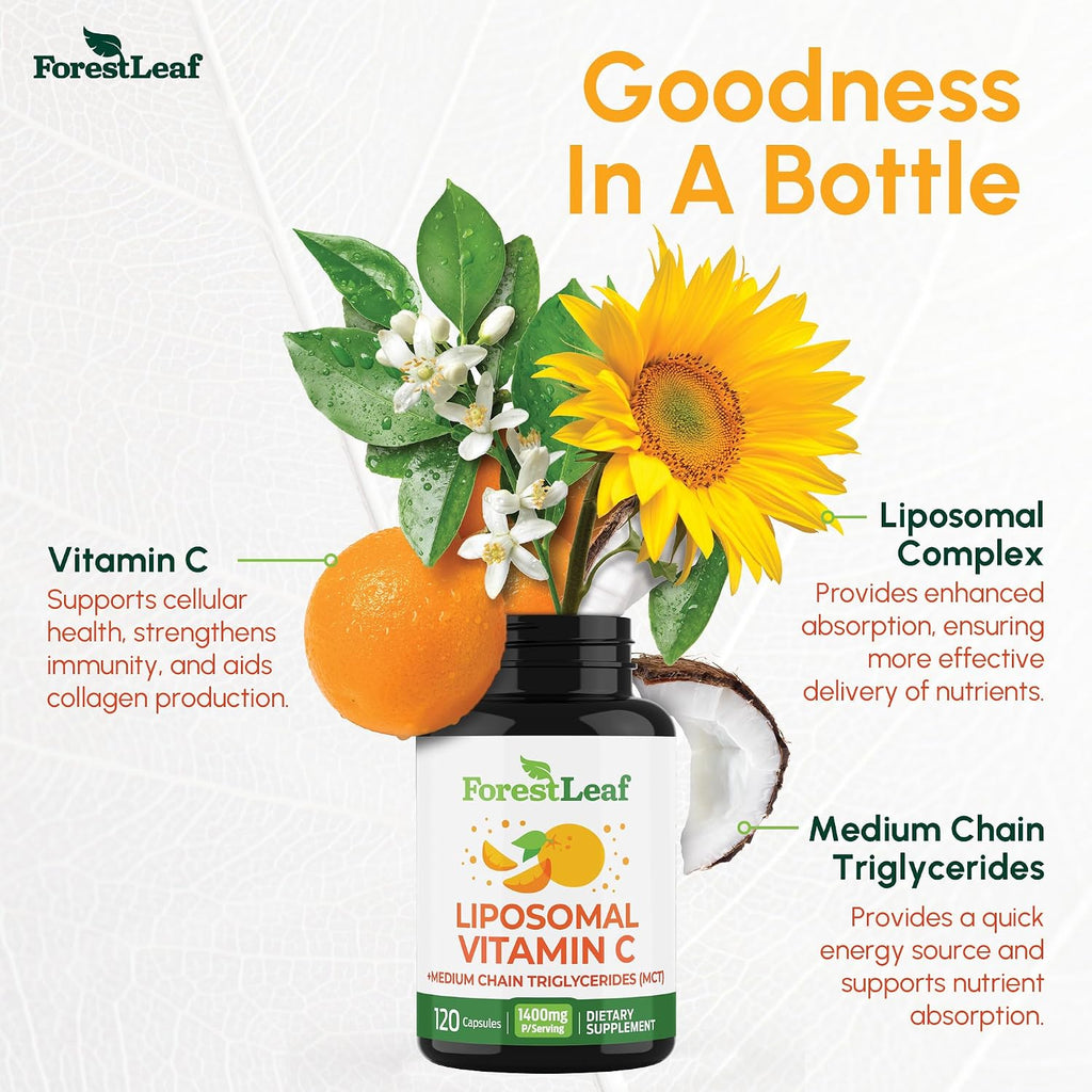 ForestLeaf Vitamina C Liposomal 1400 mg - 120 Cápsulas Veganas