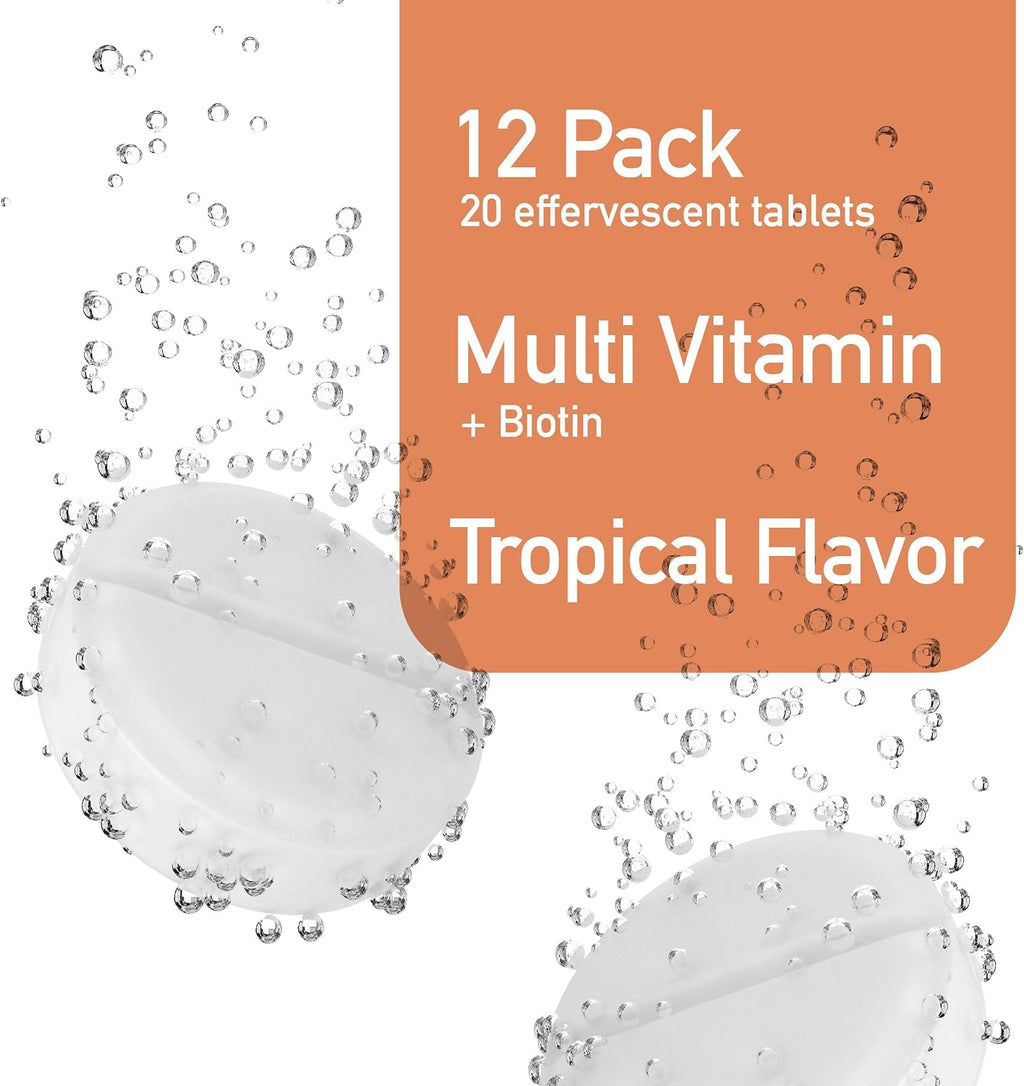 Swiss Imports Multivitamínicos Efervescentes + Biotina - 240 Comprimidos (12 Paquetes)
