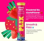 PLIX Glowy Skin 500mg Glutatión con Ácido Hialurónico, Vitamina C, E y Bayas | 90 Comprimidos Efervescentes, Sabor Fresa