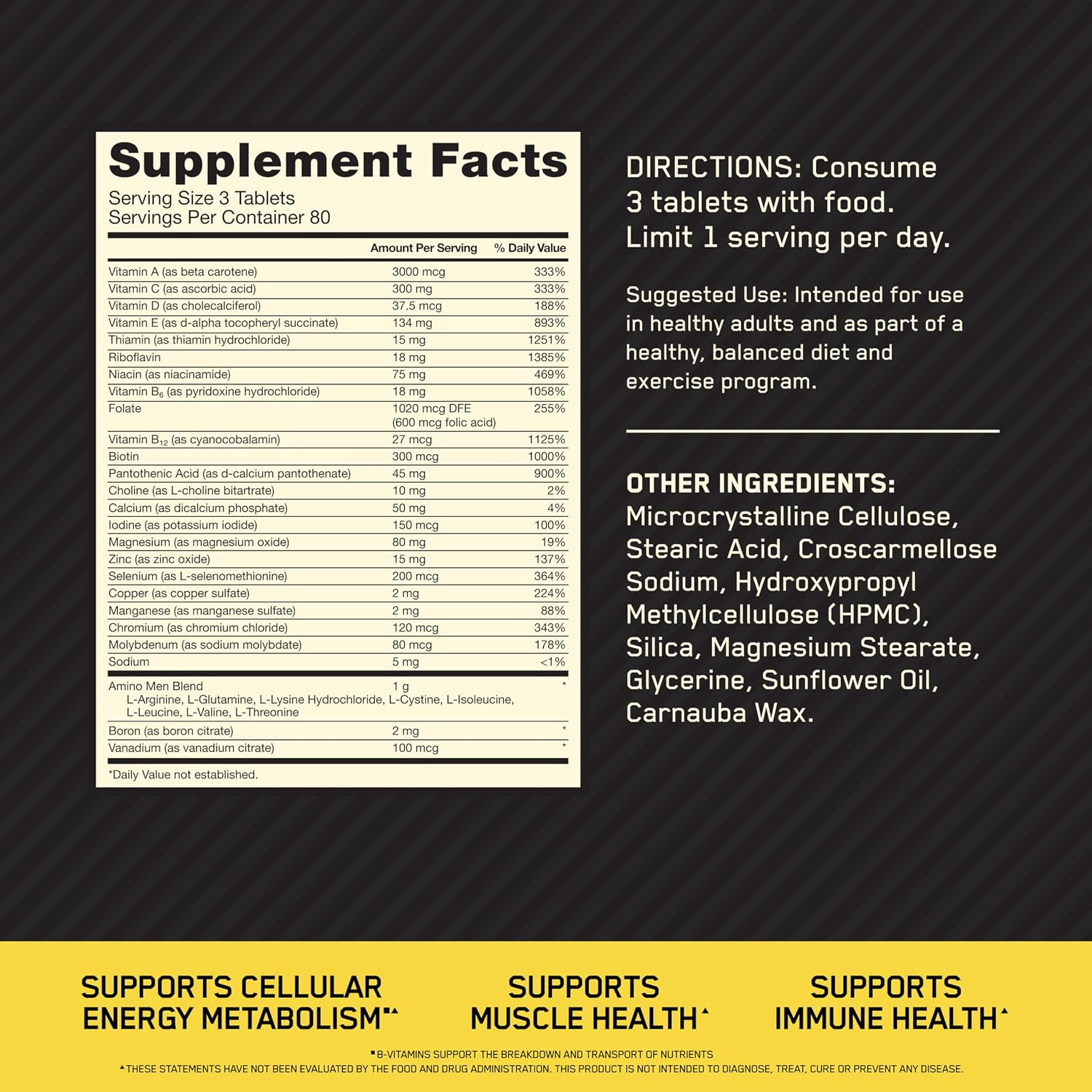 Optimum Nutrition Opti-Men Multivitamínico para Hombres, 240 Comprimidos