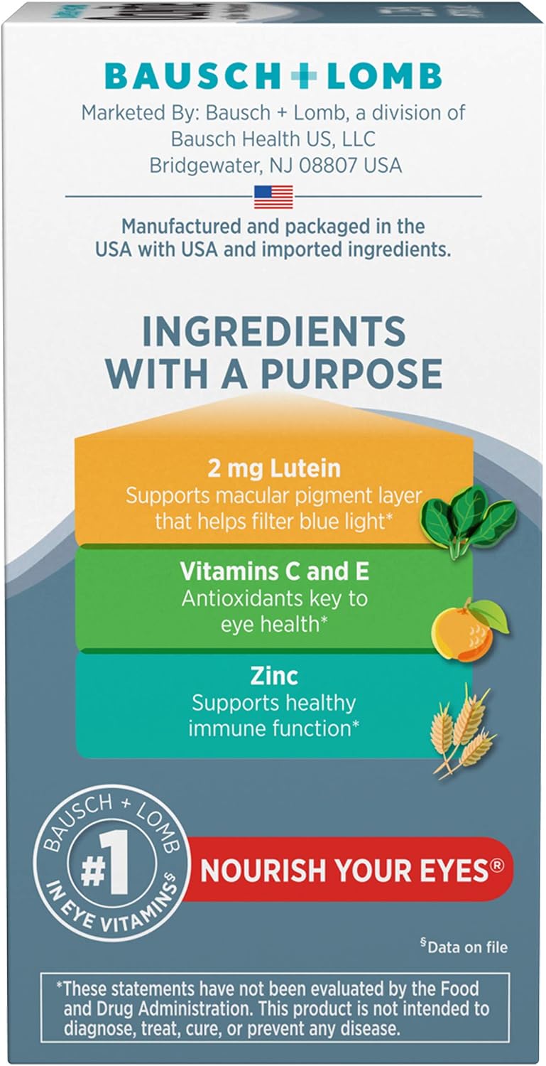 Bausch + Lomb Ocuvite Suplemento de Vitaminas y Minerales con Luteína, 120 Comprimidos (Pack de 3)