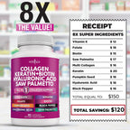 NEW AGE Colágeno con Biotina, Keratina, Saw Palmetto, Ácido Hialurónico, Vitamina E, Ácido Fólico, Semilla de Calabaza, MSM - 90 Cápsulas (Pack de 2)