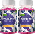Ashwagandha Gummies 1000mg, 120 Count (2 Pack) – Organic Root Extract, Daily Adaptogen Gummies, Non-GMO, Sugar Free & Gluten Free
