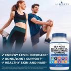Liberty Lifestyle Sea Moss Black Seed Oil Ashwagandha Turmeric Bladderwrack Burdock - con Manuka, Honey Dandelion, ACV Black Pepper Gluten Free - 1-Pack