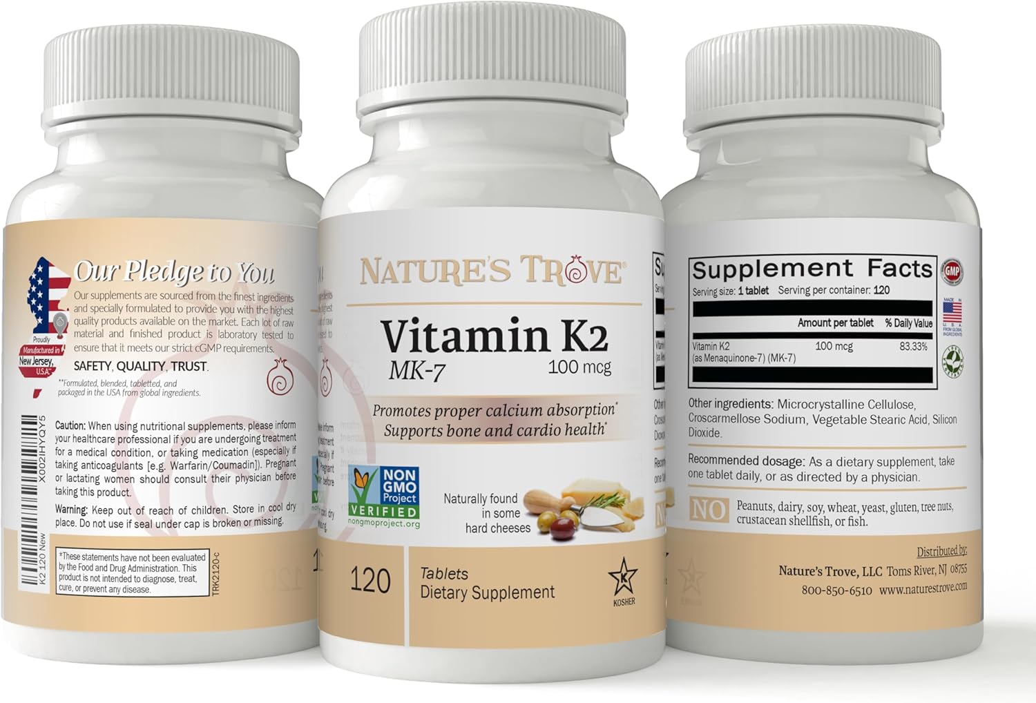 Vitamina K2 MK7 100mcg, 120 Cápsulas Veganas - Nature's Trove