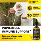 HERBIFY Vitamina D3 10000 UI - Gotas Líquidas - Salud Ósea e Inmunológica - 30 Días - 60 ml